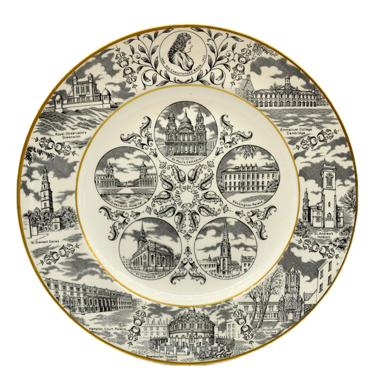 Masons Ironstone Grey and White China Sir Christopher Wren Plate