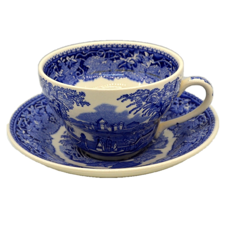 Vintage Masons Ironstone Blue & White Vista China Breakfast Cup & Saucer