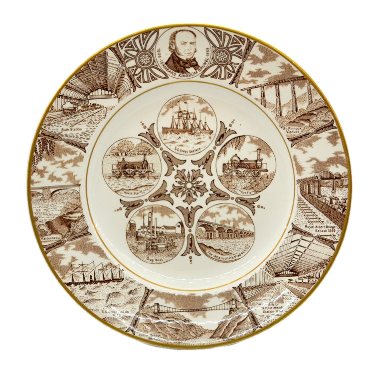 Masons Ironstone Brown and White China Sir Isambard Kindom Brunel Plate
