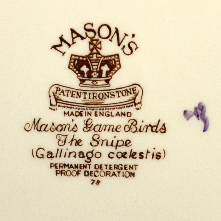 masons china game bird series the snipe plate
