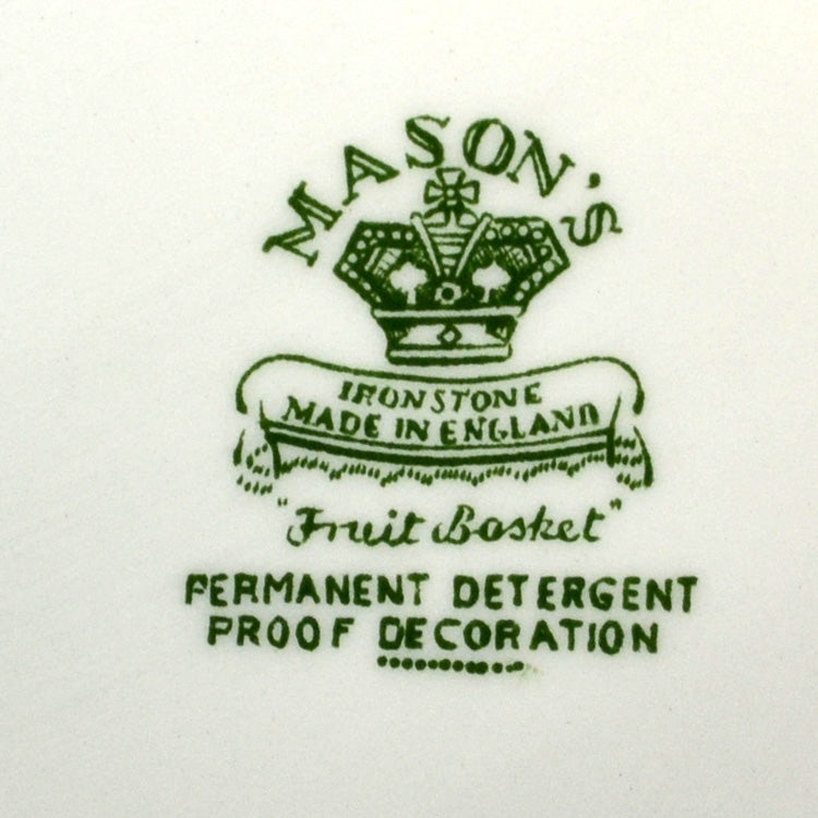 Mason's Green Fruit Basket Patent Ironstone China mark post 1950