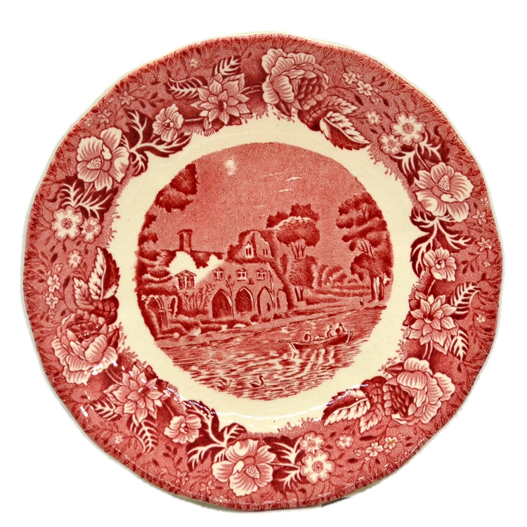 Palissy Pottery Red And White China Thames River Scenes Medmenham Abbey Saucer Plate