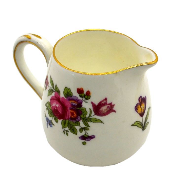 Vintage Crown Staffordshire Porcelain Floral China Small Milk Jug c1930