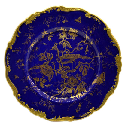 Coalport Porcelain Cobalt Blue and White China Asiatic Birds Dinner Plate