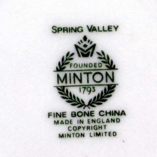 minton spring valley china marks
