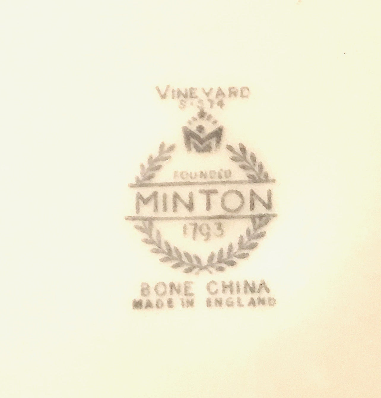 minton bone china factory mark s574 vineyard
