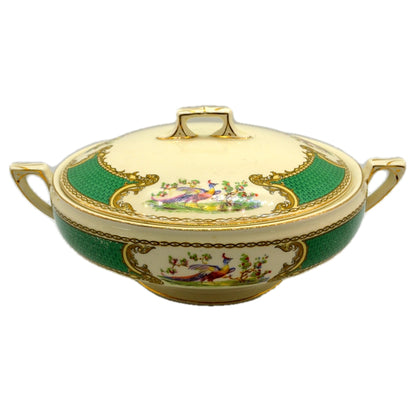 Myott Floral China Round Green Chelsea Bird Lidded Serving Tureen