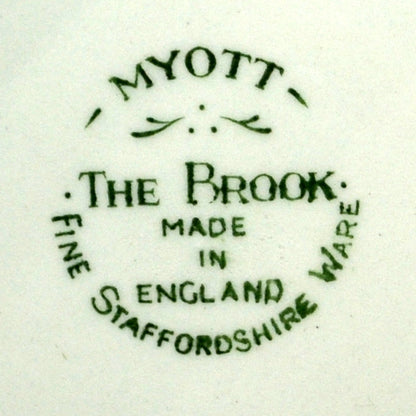 Myott China the Brook Green and White Dessert Bowl