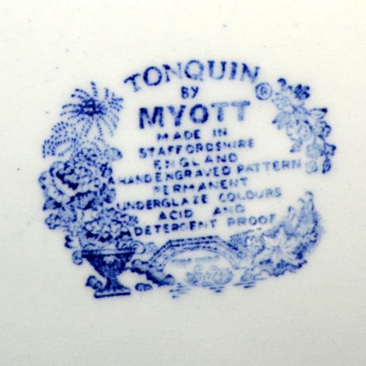 Myott Tonquin Blue and White China 14.5-Inch Serving Plate c1950