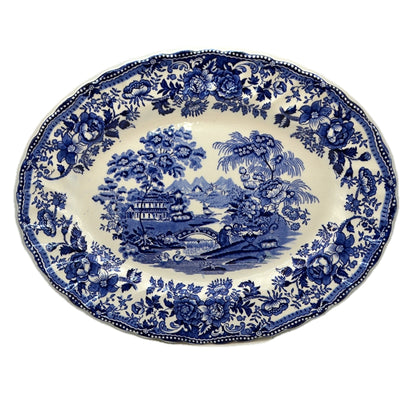 Myott Tonquin Blue and White China 14.5-Inch Serving Plate c1950