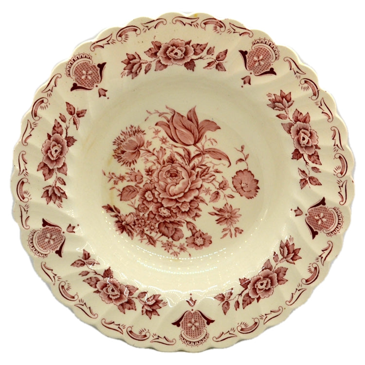 Myotts Bouquet Red and White China 9.75-inch Rimmed Soup Bowl