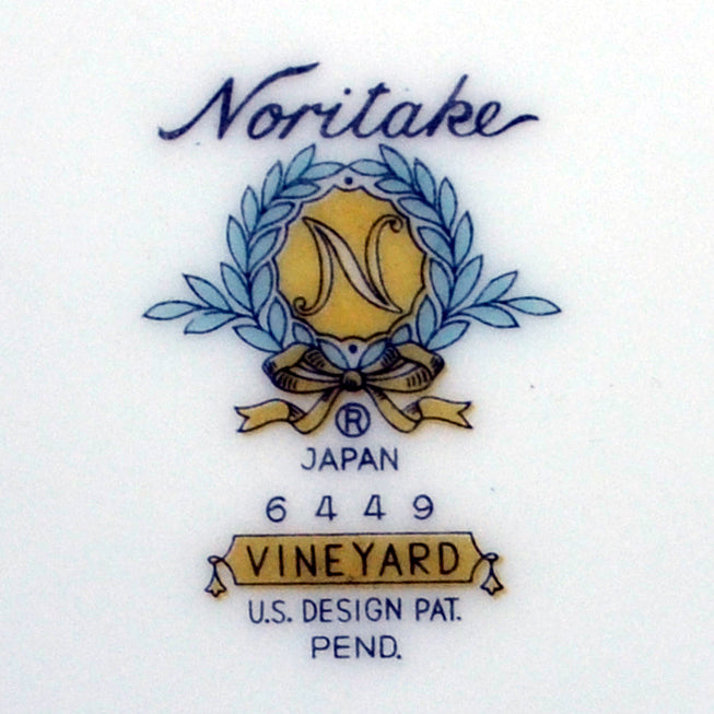 Noritake vineyard china marks