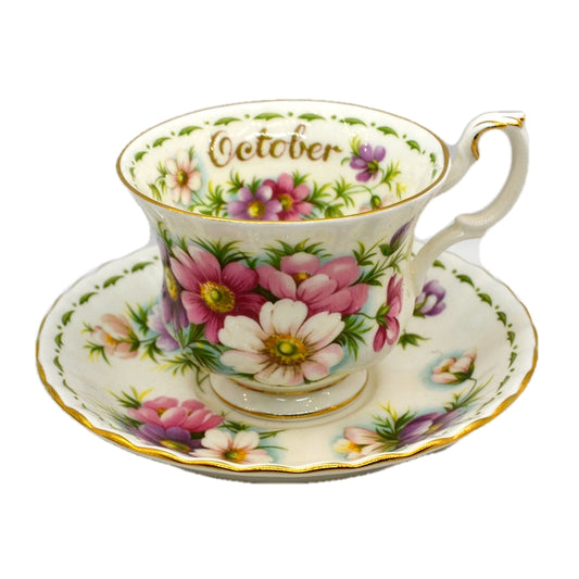 Royal Albert Flowers of the Month Series Floral China Tea Cup Cosmos October