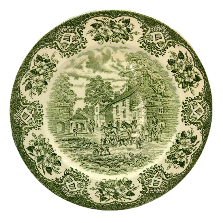 English Ironstone Tableware Old Inns Series Green and White china dinner plate