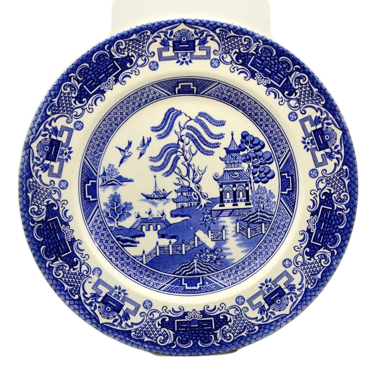 English Ironstone Tableware Blue and White China Old Willow 9.75-Inch Dinner Plate