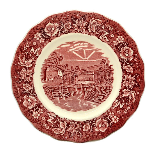 Palissy Pottery Red And White China Thames River Scenes Old Windsor Locks Side Plate