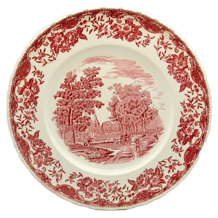 Royal Tudor Ware Olde England Red & White China Dinner Plate
