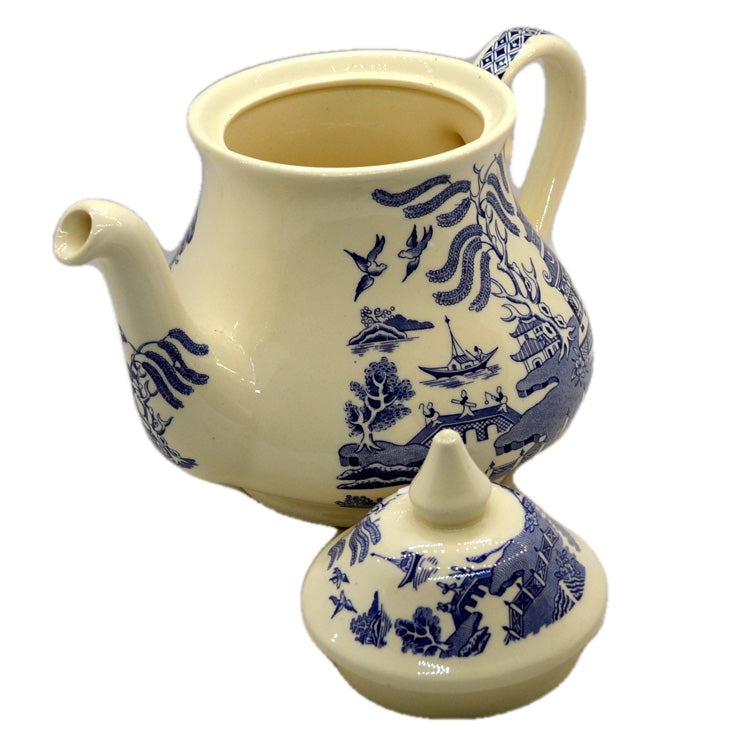 English Ironstone China Old Willow Blue and White China Teapot