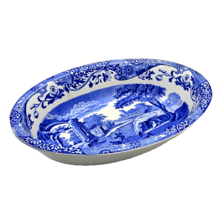 Spode Italian Blue and White China Alenite Oval Rim Dish