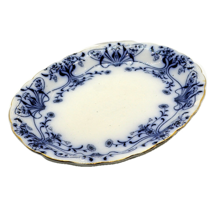 William A Adderley & Co Oxford Flow Blue and White China Platter