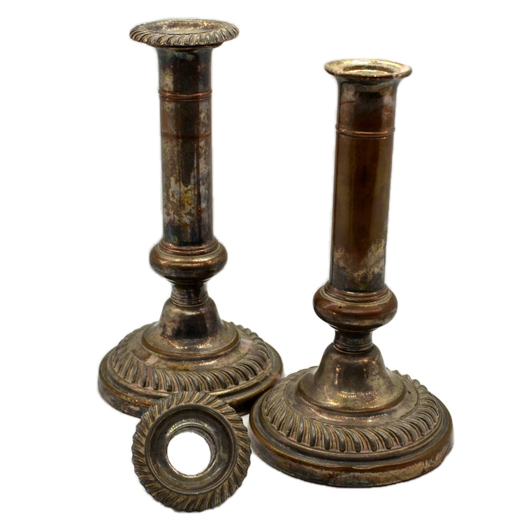 Antique Shabby Chic Copper EPNS Candlesticks