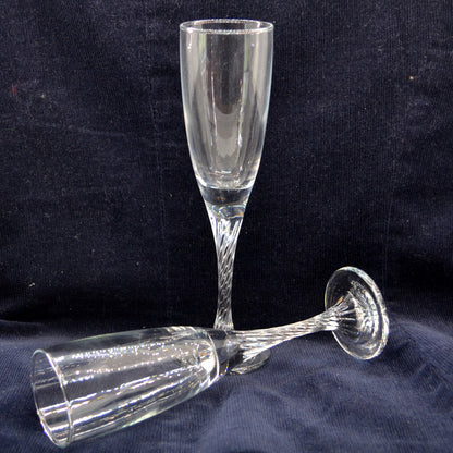 Pair of Barley Sugar Twist Glass Champagne Glasses