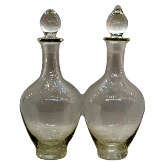 Pair of Early English Vintage Wine Decanters