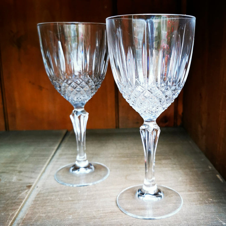 Pair of Lead Crystal Wine Glasses