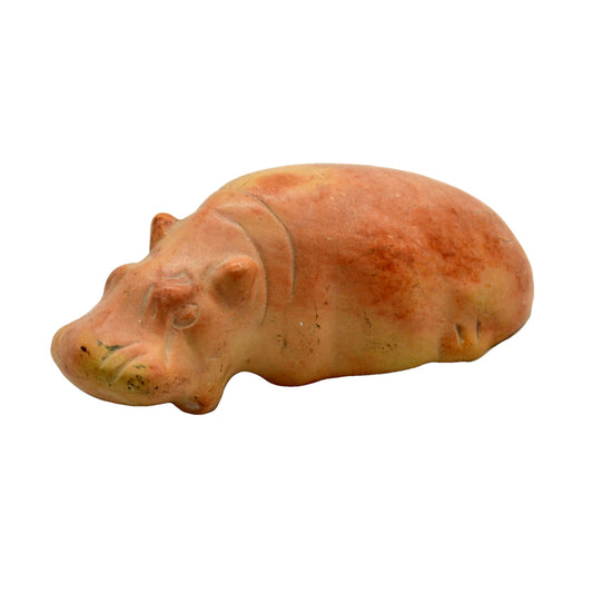 Vintage Pale Soapstone Hippo Carved and Polished