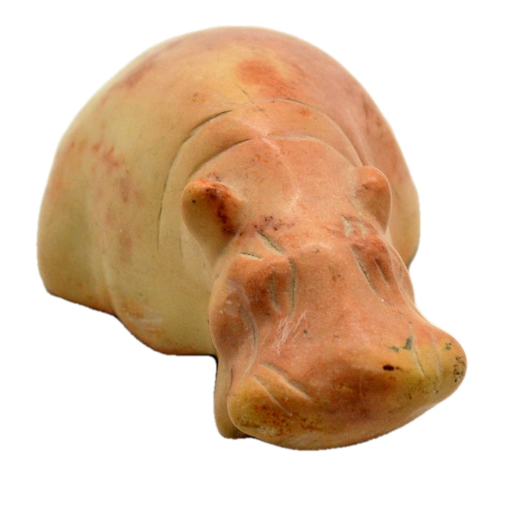 Vintage Pale Soapstone Hippo Carved and Polished