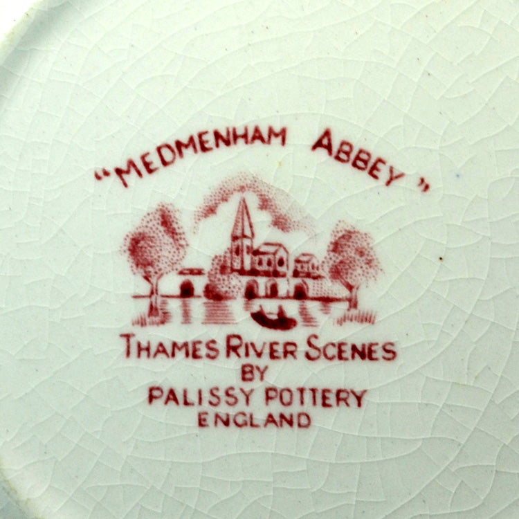 Palissy Pottery Red And White China Thames River Scenes Medmenham Abbey Saucer Plate