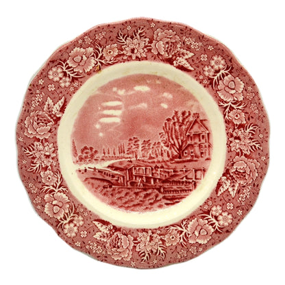 Palissy Pottery Red And White China Thames River Scenes Teddington Lock Side Plate