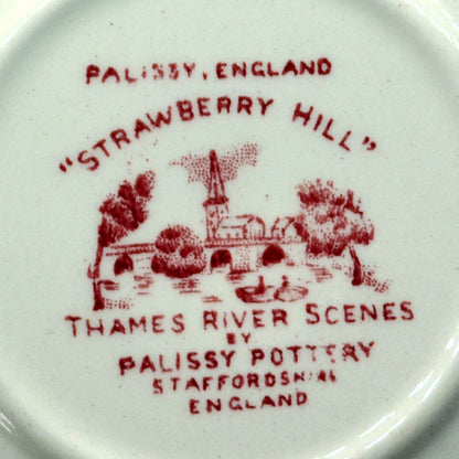 Palissy Pottery Red And White China Thames River Scenes Strawberry Hill Dessert Bowl