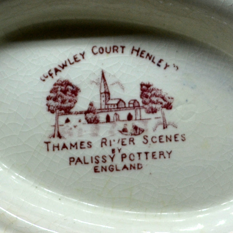 Palissy Pottery Red And White China Thames River Scene Fawley Court Henley Gravy Boat