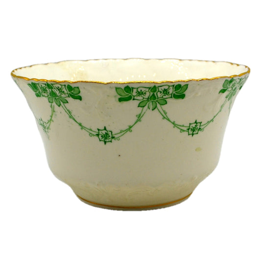 Antique Paragon Floral Green and White China Open Sugar Bowl Pattern 2350