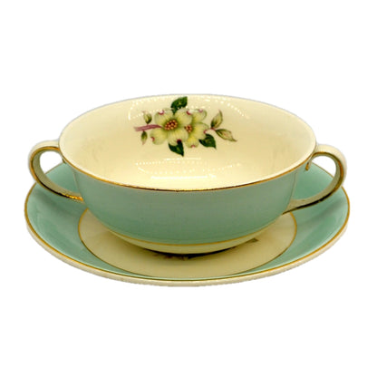 Johnson Brothers China Pareek Pistachio Snow White Soup Cup and Saucer