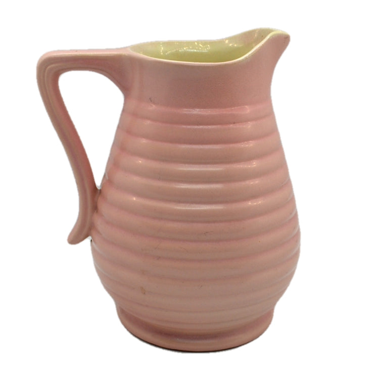 Pink Ribbed studio pottery jug Gavancroft