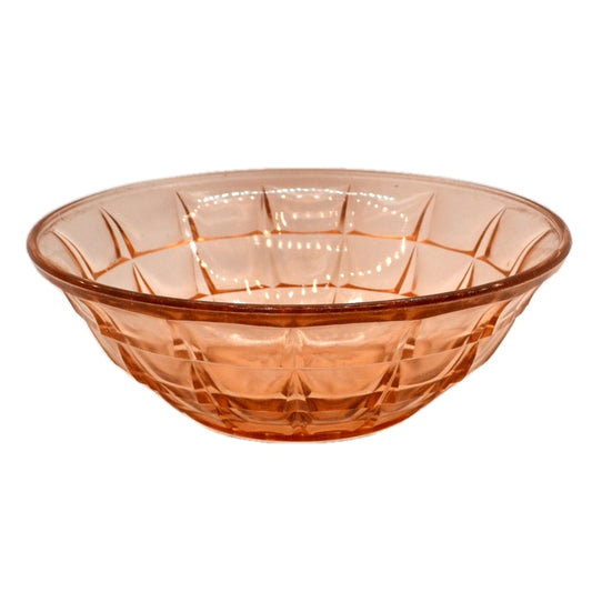 Mid Century English Pink Rose Glass  Fruit Bowl