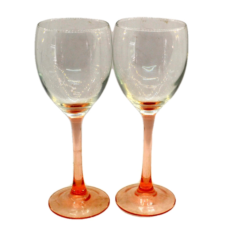 Vintage Pink Stemmed Wine Glasses sold as a pair