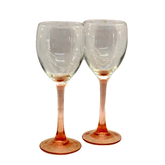 Vintage Pink Stemmed Wine Glasses 