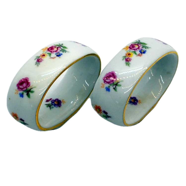 vintage floral china napkin rings
