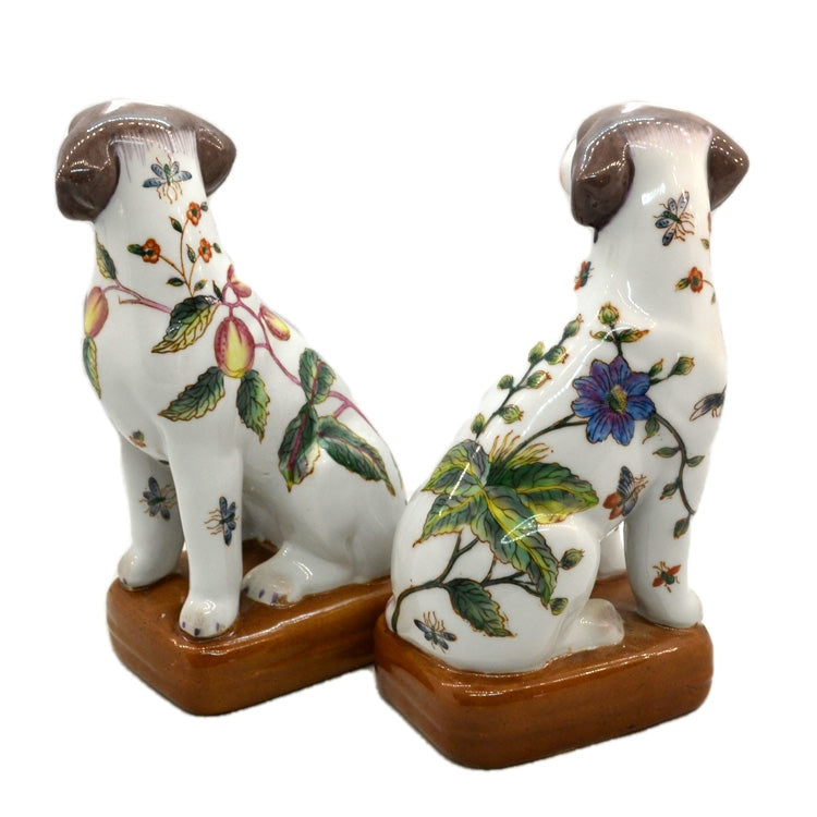 Floral Pottery Dog Ornament Bookends