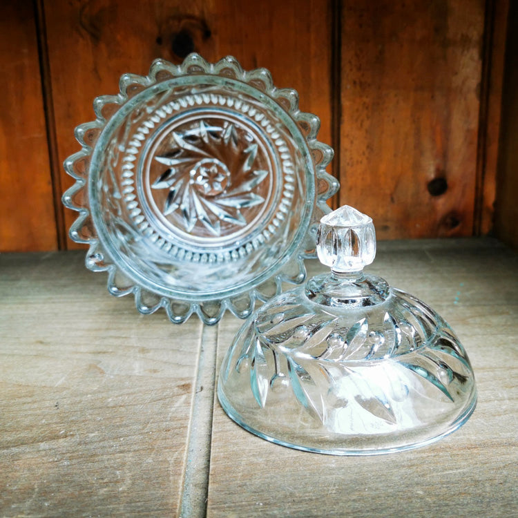 Antique Pressed Glass Biscuit Barrel