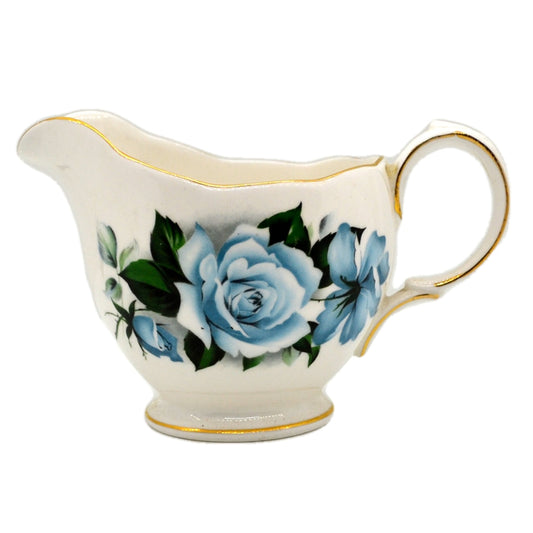 Queen Anne Floral China Blue Rose 8282 Milk Jug