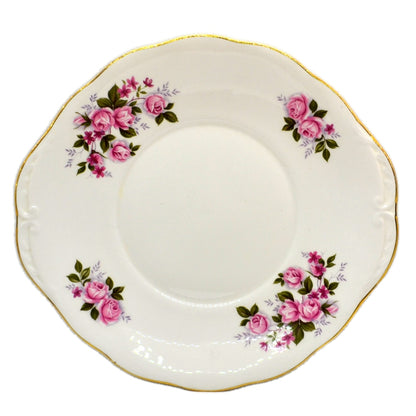 Queen Anne Floral China Pink Roses Cake Plate