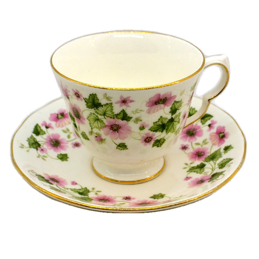 Queen Anne Floral China Teacup and Saucer 8654