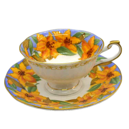Vintage Queen's China Floral Art Deco China Teacup and Saucer