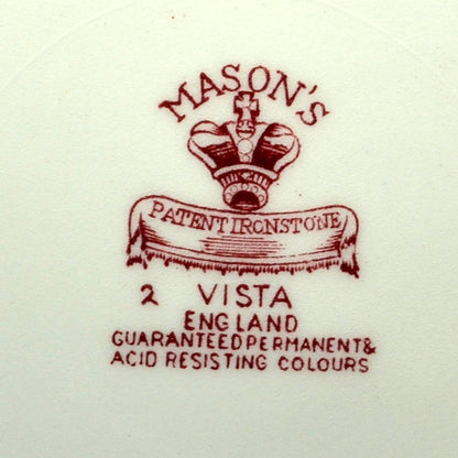 Vintage Masons Ironstone Red & White Vista China 10-7/8th-inch Dinner Plate Pair