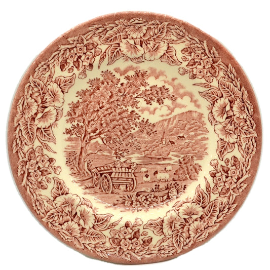 English Ironstone Tableware Red and White China English Scenery Dessert Plate