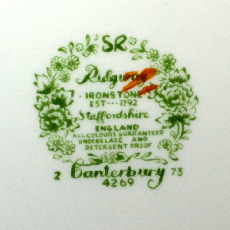 Ridgway Canterbury 4269 Ironstone China Teacup Saucer & side Plate